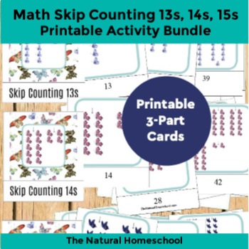 Preview of Montessori-Inspired Skip Counting 3-Part Cards {13s, 14s and 15s}