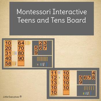 Preview of Montessori Interactive Teens and Tens Board-  Drag and Drop - Google Slides
