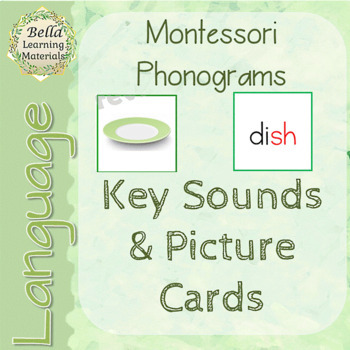 Preview of Montessori Key Phonogram Picture & Word Cards PRINT