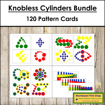 Preview of Montessori Knobless Cylinder Pattern Cards Bundle