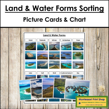 Preview of Montessori Land and Water Forms Sorting Cards & Control Chart