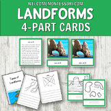 Montessori Landforms 3-part cards information cards and bl