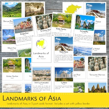 Preview of Montessori Landmarks of Asia 3 Part Cards and Fact Cards