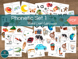 Montessori Language Phonetic Set 1  Watercolor Cards Sound