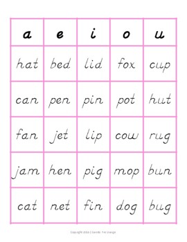 Montessori Language Pink Level Short Vowel Word Images & Labels | TpT