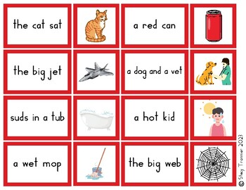 Preview of Montessori Language Program - Red Series: Phrase/Picture Matching CVC words