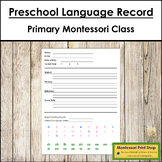 Primary Montessori Language Record Keeping - Preschool