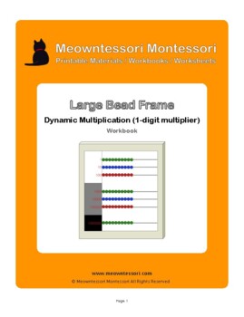 Preview of Montessori Large Bead Frame Multiplication with 1-digit Multiplier Workbook