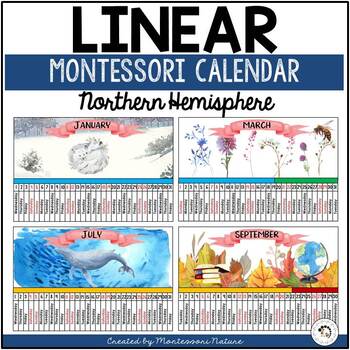 Preview of Montessori Linear Calendar | Northern Hemisphere