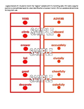 Preview of Montessori Logical Adverb Card Super Pack! Four Activities!