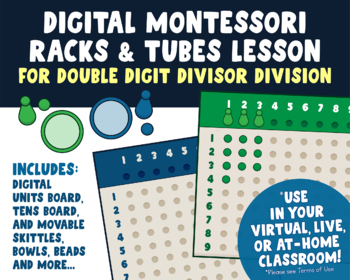 Preview of Montessori Racks and Tubes Double-Digit Divisor Lesson | Long Division Lesson