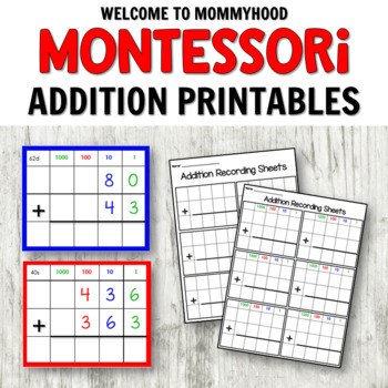 Preview of Montessori Lower Elementary Addition Cards - Static and Dynamic Addition