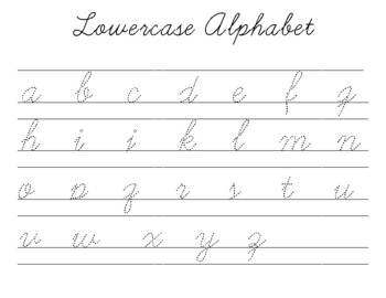 Montessori Lowercase Cursive Alphabet Tracing Worksheet by Christina Reyes