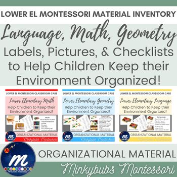 Preview of Montessori Materials List with Pictures Labels, Checklists, Inventory