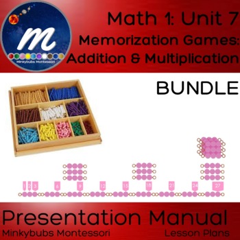 Preview of Montessori Math 1 Manual Snake Game Add Multiply Lesson Plans Bundle Unit 7