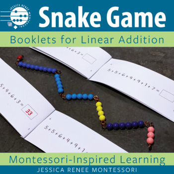 Preview of Montessori Math Addition Snake Game Booklets for Addition Facts Fluency Practice
