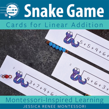 Preview of Montessori Math Addition Snake Game Cards (Numeral Version) for Facts Practice