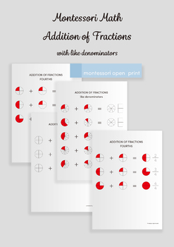 Preview of Montessori Math - Addition of Fractions