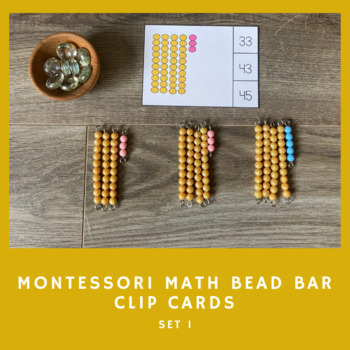 Preview of Montessori Math Bead Bar Clip Cards, Set 1