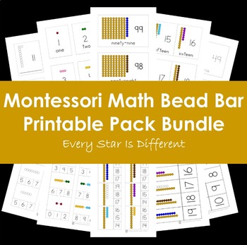 Preview of Montessori Math Bead Bar Printable Pack Bundle in Print