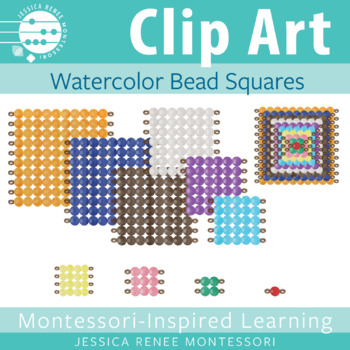 Preview of Montessori Math Clip Art: Bead Squares 1-10, Perfect Squares and Square Roots