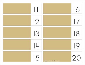 Preview of Montessori Math Beads 1 to 19 Teen Board Gold.