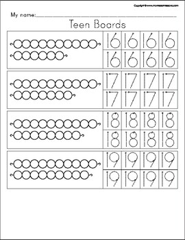 montessori math beads 1 to 19 tracing teen board tpt