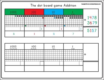Preview of Montessori Math Decimal System Dot Board Game Addition