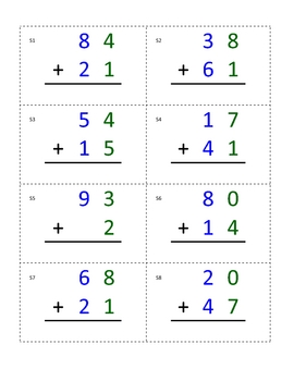 Preview of Montessori Math Equation Cards- Two digit, static