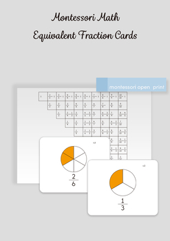 Preview of Montessori Math - Equivalent Fraction Cards