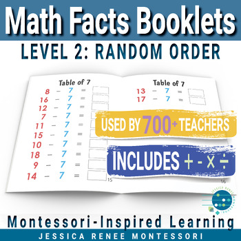 Preview of Montessori Math Basic Facts, Fluency Practice Sheets, 1st Grade | Random Order