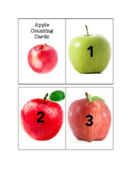 Preview of Montessori Math Fall Apple Counting Cards