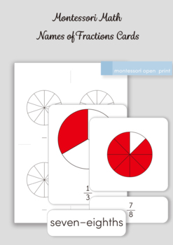 Preview of Montessori Math - Names of Fractions Cards