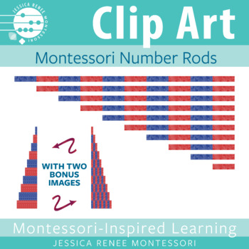 Preview of Montessori Math Clip Art: Number Rods, Math Manipulatives, Preschool Numbers