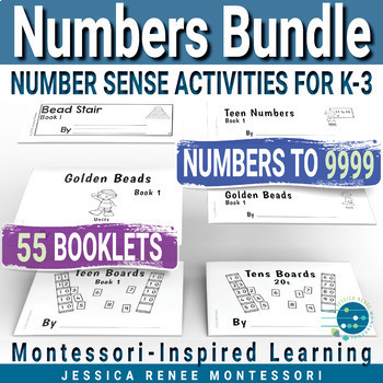 Preview of Montessori Math Number Sense Bundle - Early Numeracy 1-100, Teens, Golden Beads