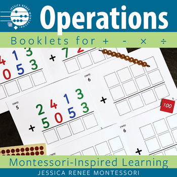 Preview of Montessori Math 4 Digit Addition, Subtraction, Multiplication, Division Booklets