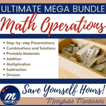 Preview of Montessori Math Operations MEGA Bundle + - x ÷ Printable Materials Lessons DL