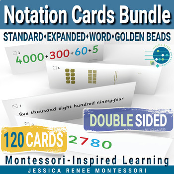 Preview of Montessori Math Place Value Notation Cards - Expanded, Standard, and Word Form