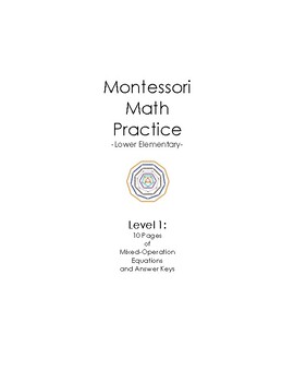 Preview of Montessori Math Practice, Level 1