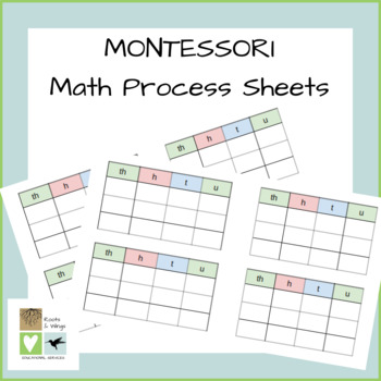 Preview of Montessori Math Process Sheets for Stamp Game, Bead Frame, and Checkerboard