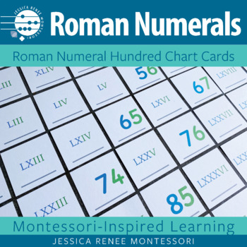 Preview of Roman Numerals Large Hundred Chart, Montessori Math, Ordering Numbers to 100