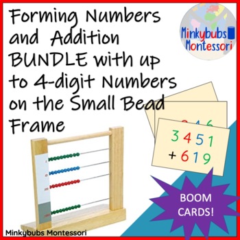 Preview of Montessori Math Small Bead Frame Forming Numbers and Addition BOOM CARDS BUNDLE