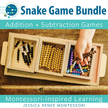 Preview of Montessori Math Snake Game Bundle: Addition and Subtraction Facts Activities