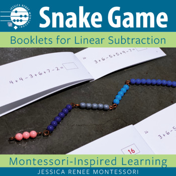 Preview of Montessori Math Subtraction Snake Game Booklets for Subtraction Facts Practice