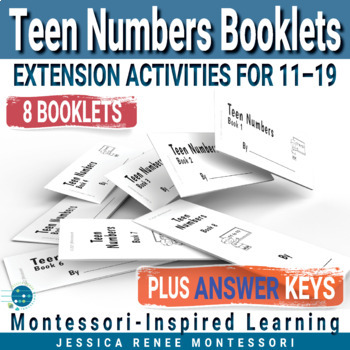 Preview of Montessori Math Teen Numbers Booklets 11-19, Bead Stair Activities, Numeration