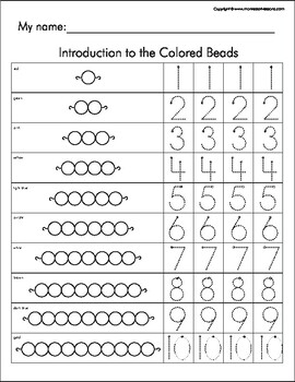 Preview of Montessori Math Beads Stair 1 to 10 Tracing Letter size