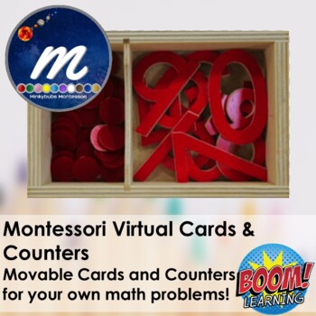 Preview of Montessori Math Virtual Cards and Counters Material Numeracy BOOM