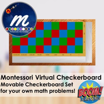 Preview of Montessori Math Virtual Checkboard Material Multiplication Forming Numbers BOOM