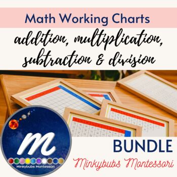 Preview of Montessori Math Working Charts Bundle + - x ÷ Print and Go!