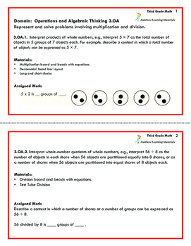 Preview of Montessori Math and Common Core Requirements: Third Grade